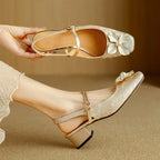 Genine | Women's Block-Heel Slingback Court Shoes