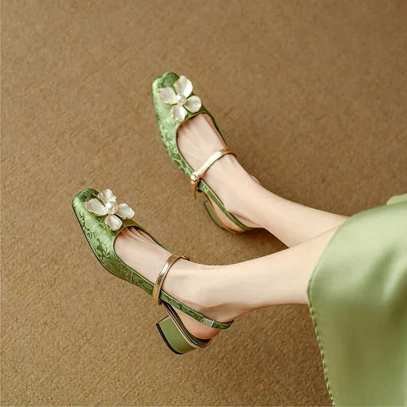 Genine | Women's Block-Heel Slingback Court Shoes