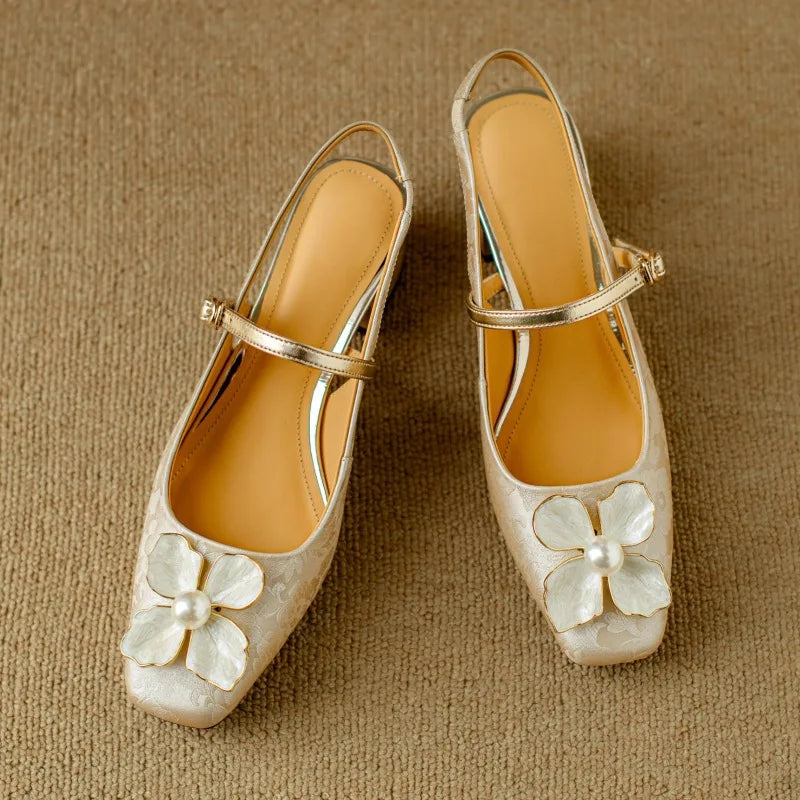 Genine | Women's Block-Heel Slingback Court Shoes