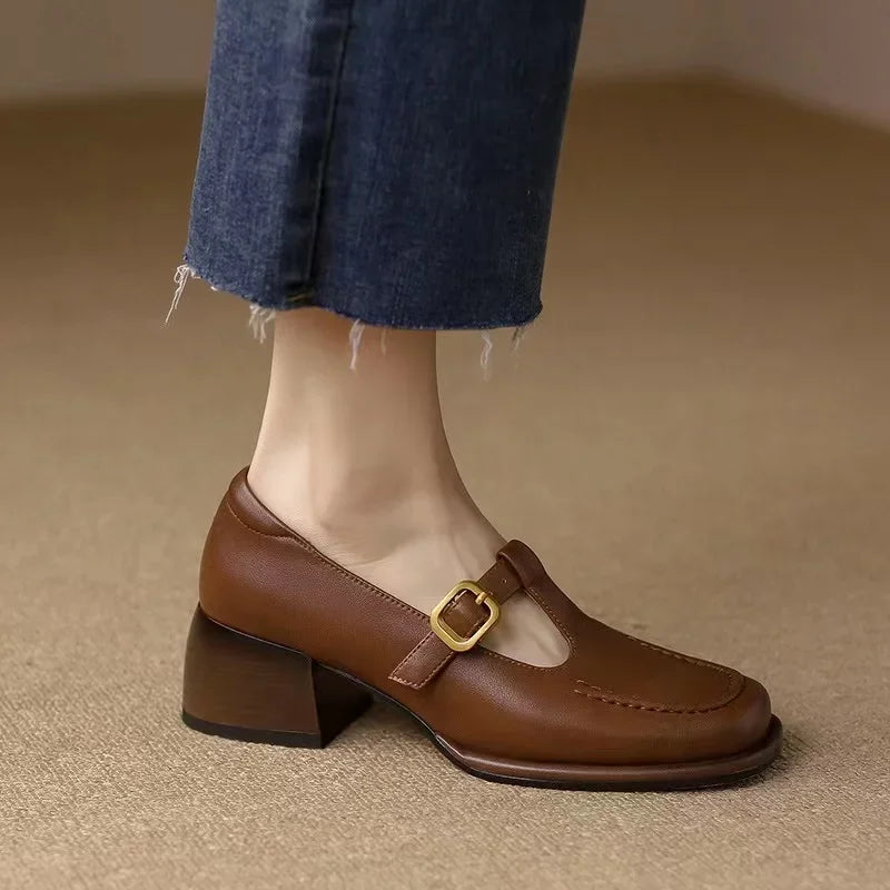 Delia | Women's Square-Toe T-Bar Mary Jane Shoes