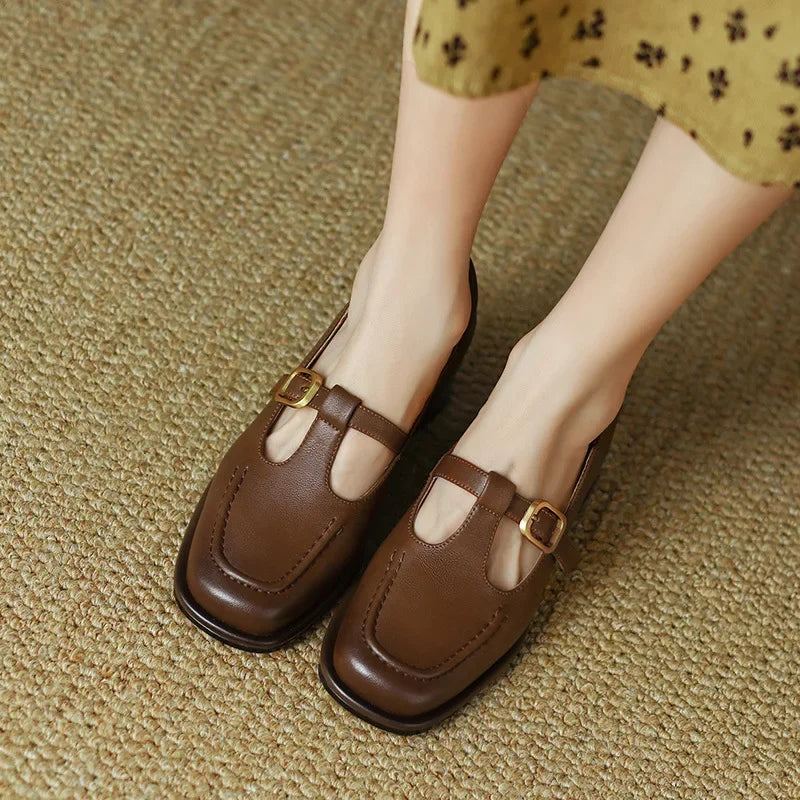 Delia | Women's Square-Toe T-Bar Mary Jane Shoes