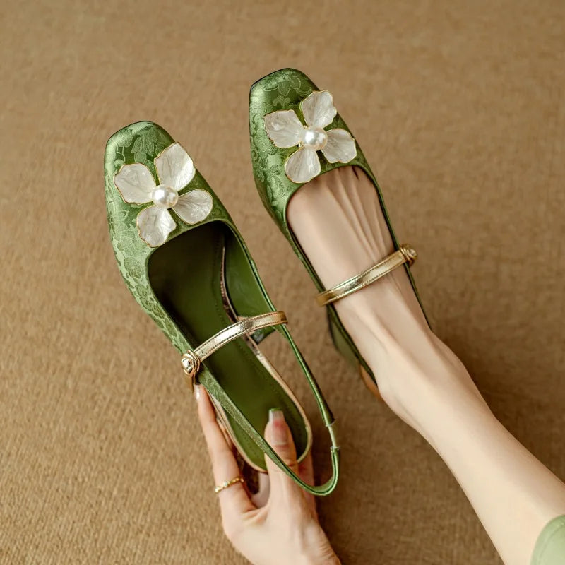 Genine | Women's Block-Heel Slingback Court Shoes