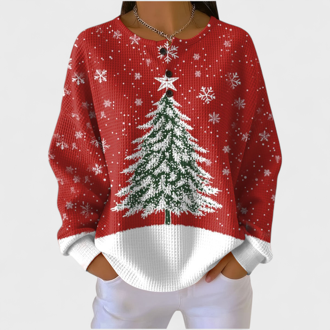 Sofia | Red Christmas Tree Jumper