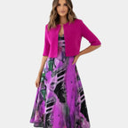 Stacy | Printed Flowy Midi Dress with Matching Jacket