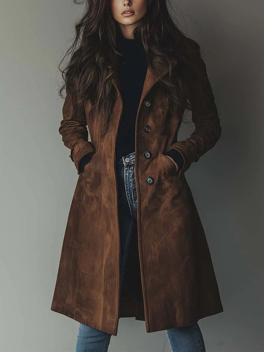 Sienna | Elegant Suede Trench Coat