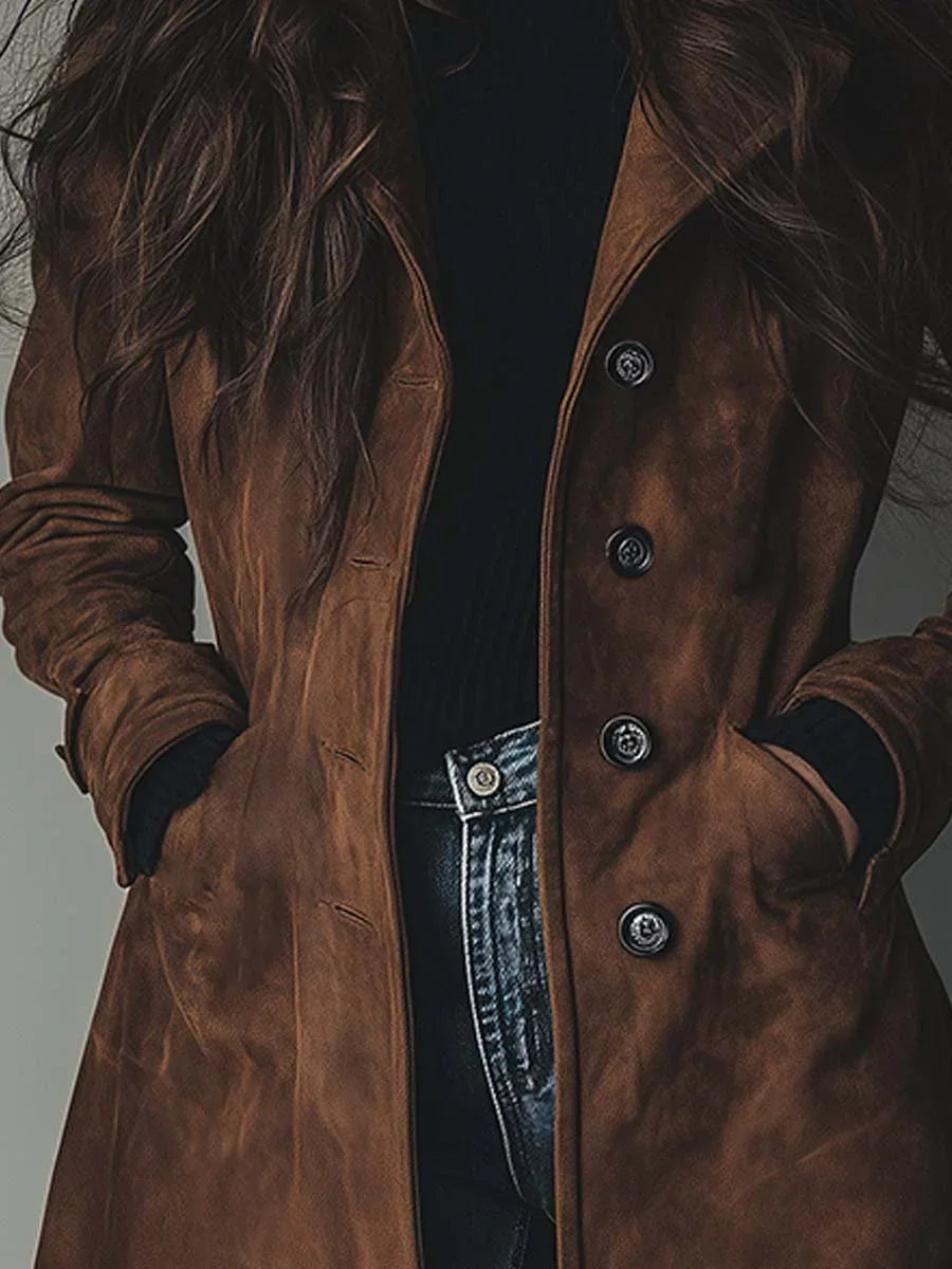 Sienna | Elegant Suede Trench Coat