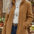 Annelies | Soft mid-length coat with zip closure