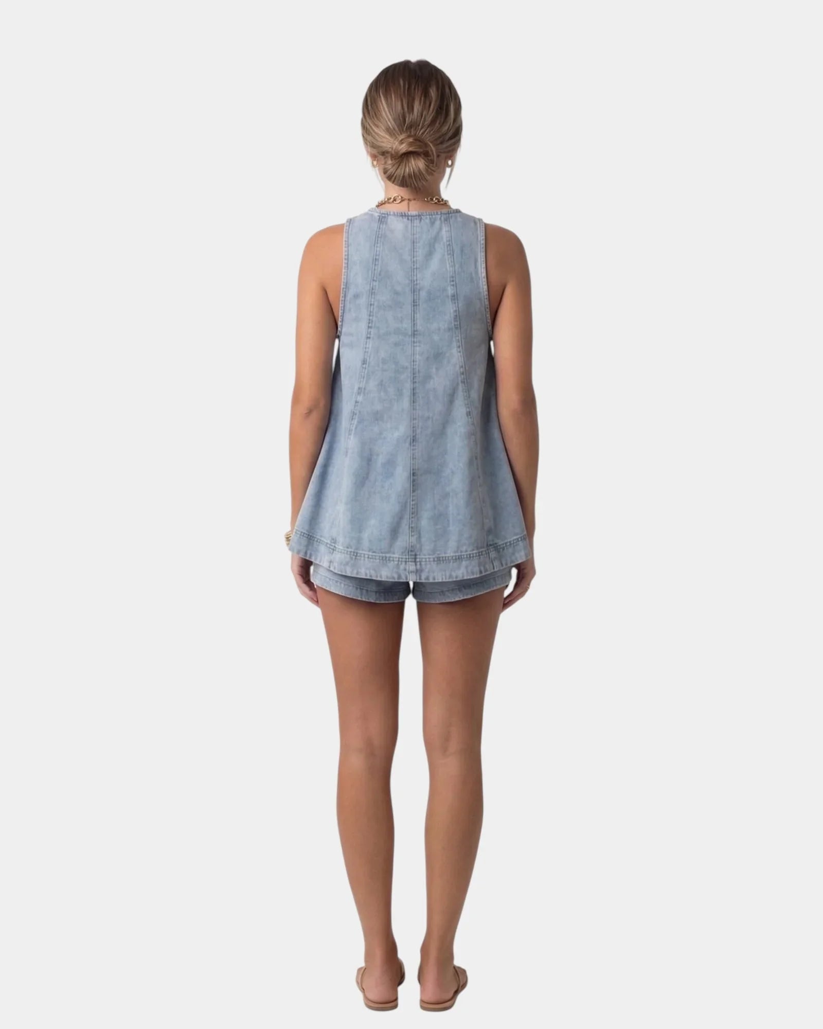 Erell | Denim shorts and blouse set