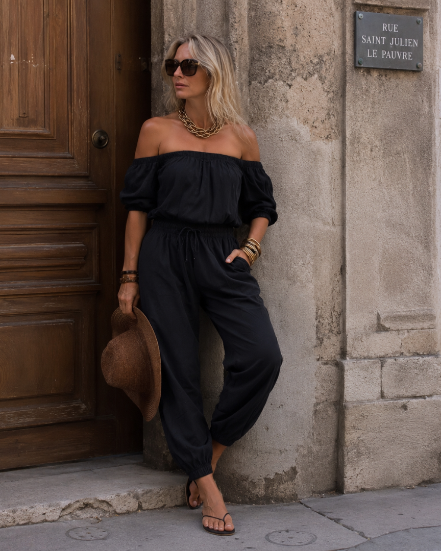 Brunissonne | Sleeveless Off-the-Shoulder Jumpsuit