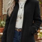 Annelies | Soft mid-length coat with zip closure