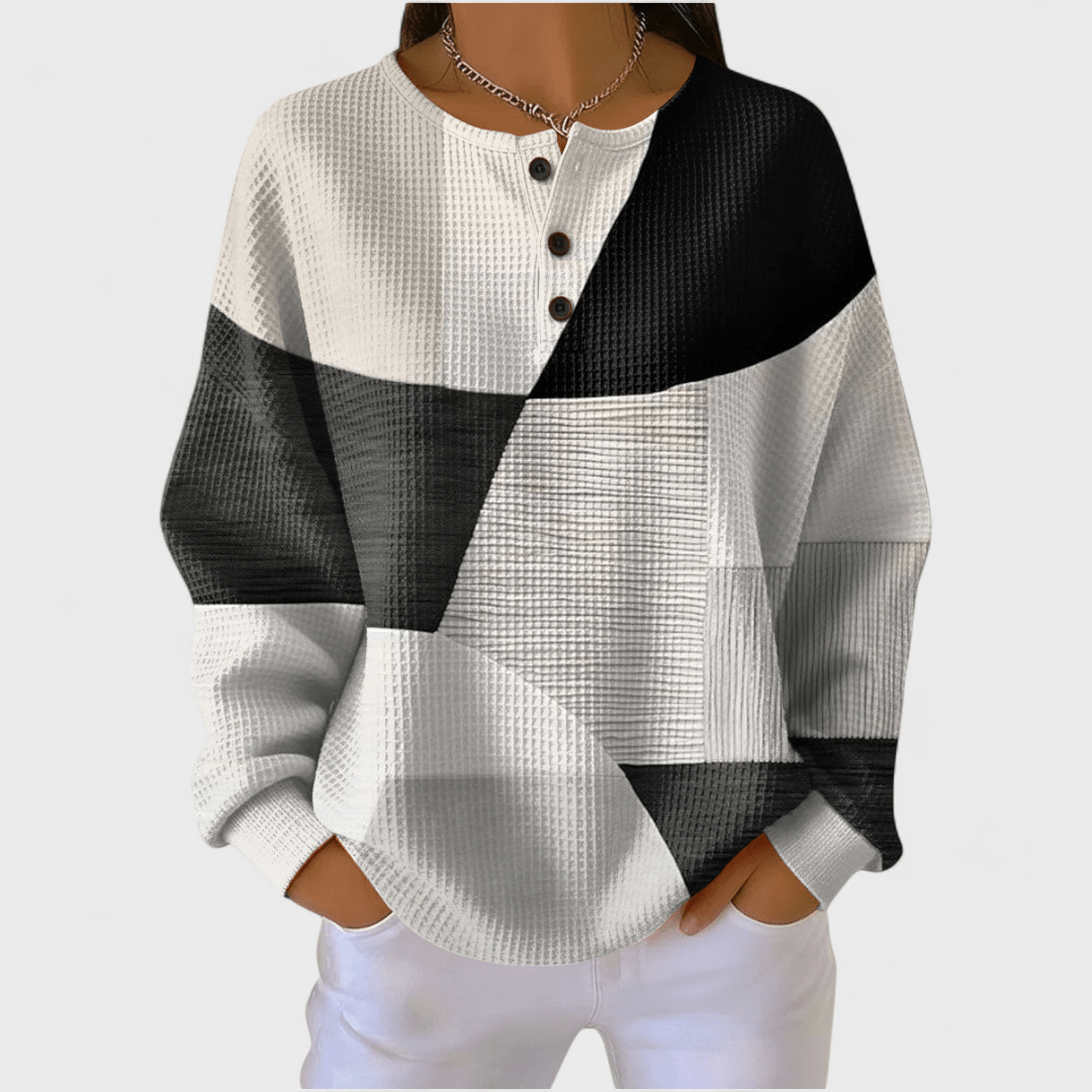 Ella | Black and White Colour-Block Jumper - Eleanor York