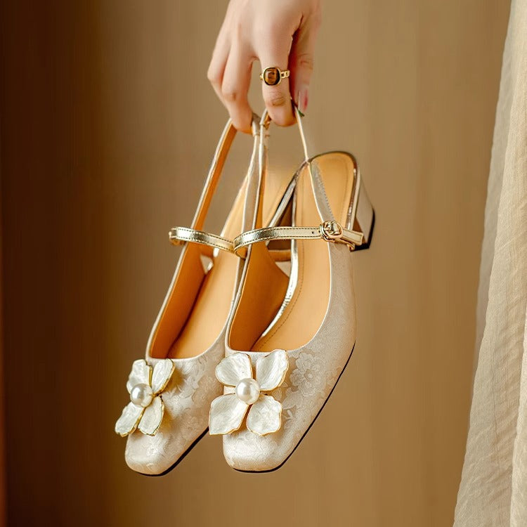 Genine | Women's Block-Heel Slingback Court Shoes