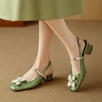 Genine | Women's Block-Heel Slingback Court Shoes
