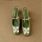 Genine | Women's Block-Heel Slingback Court Shoes
