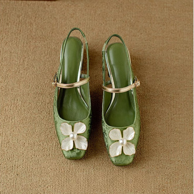Genine | Women's Block-Heel Slingback Court Shoes