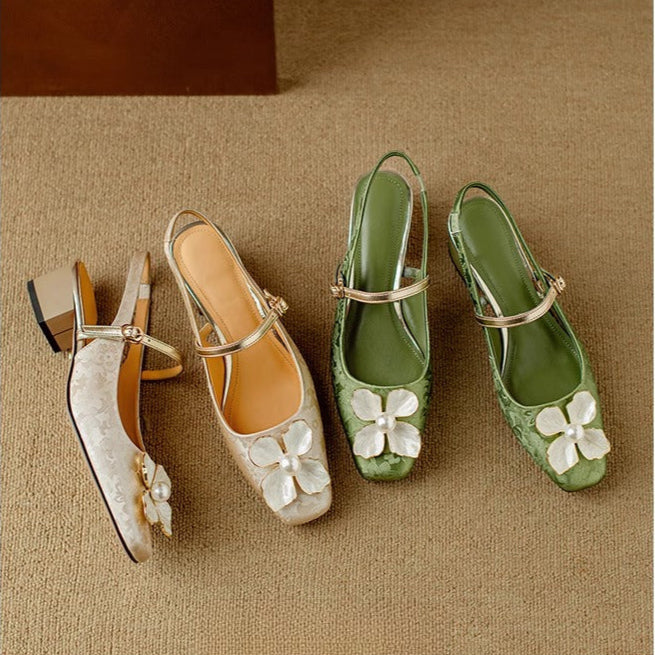 Genine | Women's Block-Heel Slingback Court Shoes