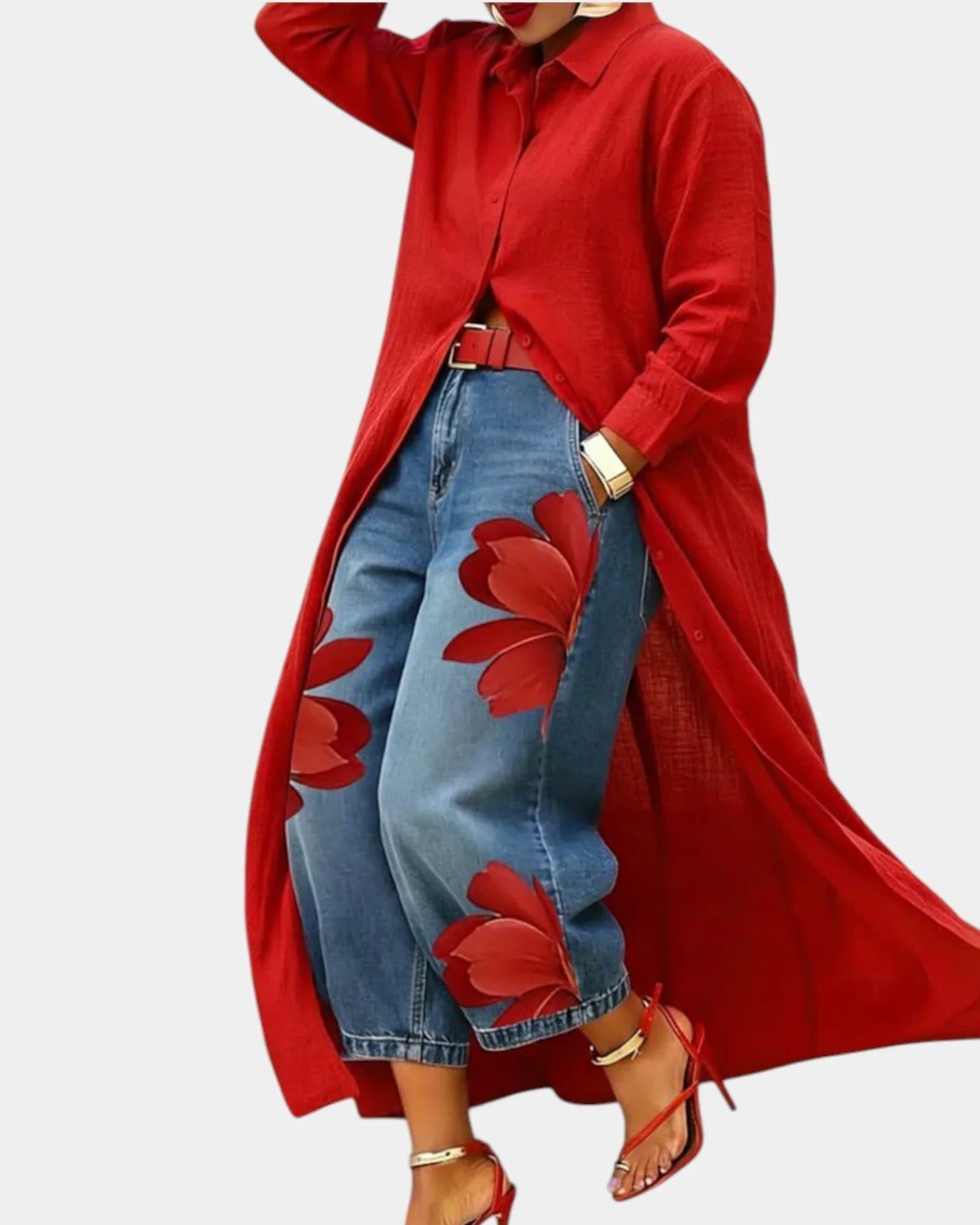 Céliane | Wide Leg Denim Dress and Trousers Set
