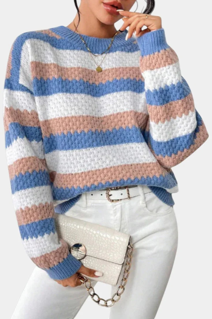Camille | Oversized Crew Neck Striped Jumper