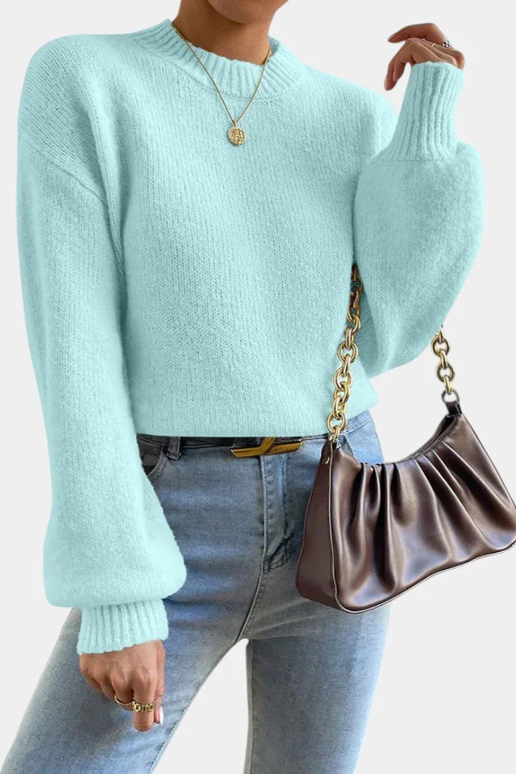 Mae | Crew Neck Jumper with Puff Sleeves