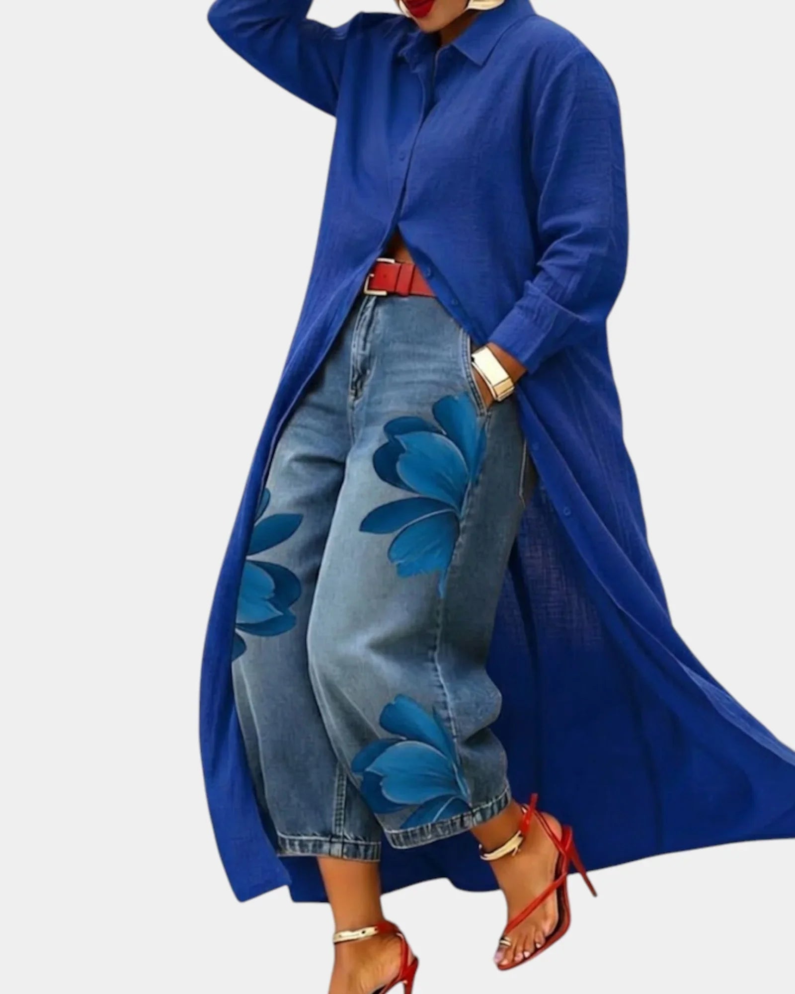 Céliane | Wide Leg Denim Dress and Trousers Set
