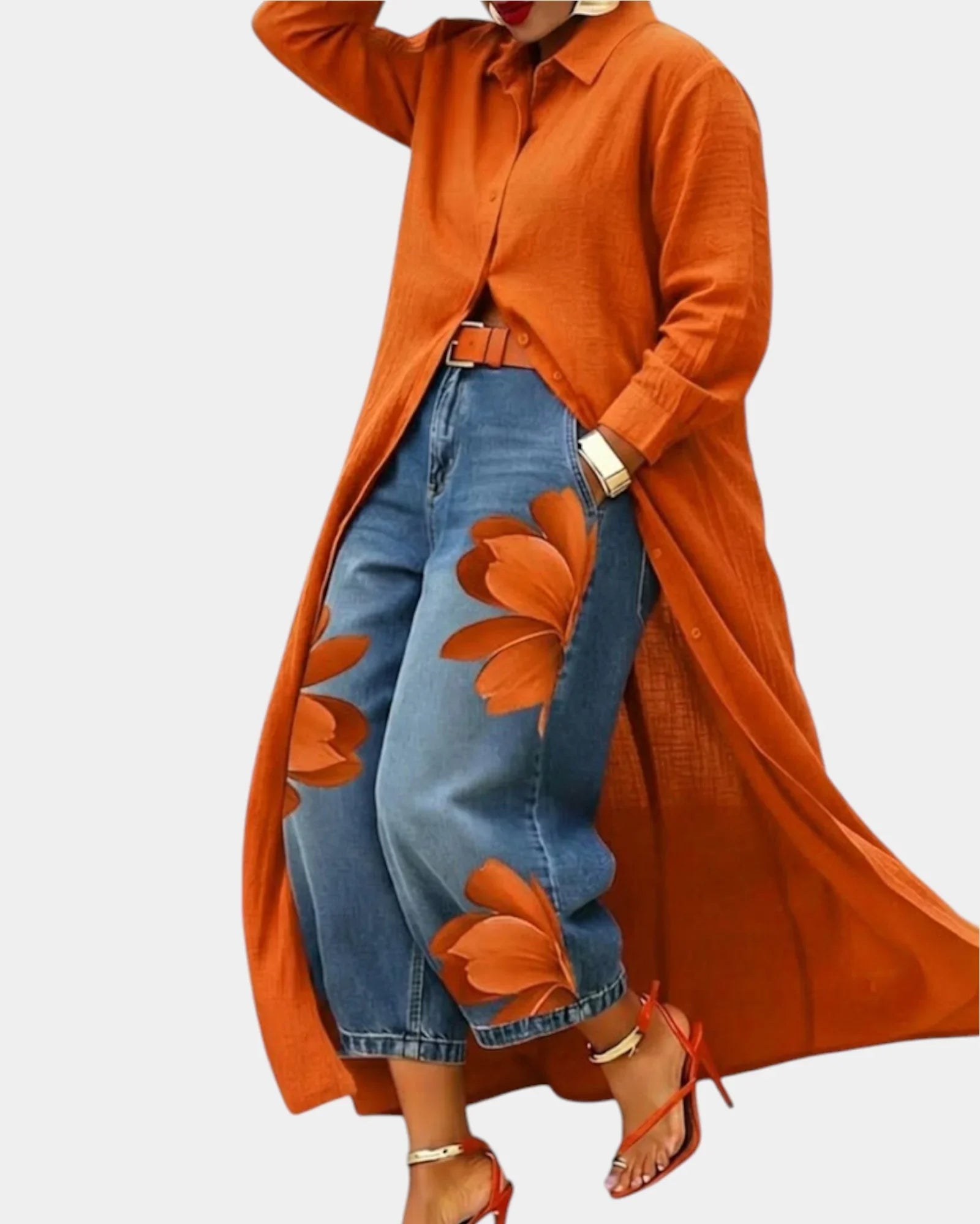 Céliane | Wide Leg Denim Dress and Trousers Set