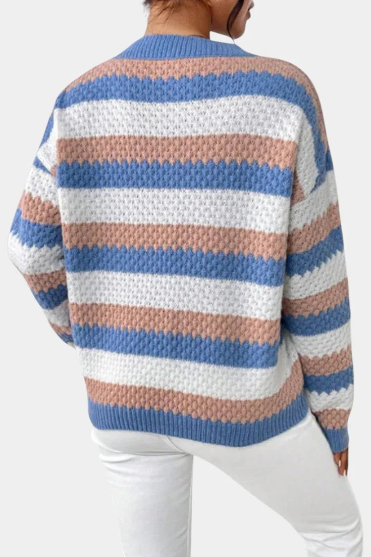 Camille | Oversized Crew Neck Striped Jumper