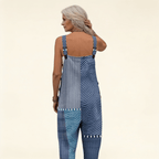 Isaline | Elegant Graphic Blue Patchwork Jumpsuit - Eleanor York