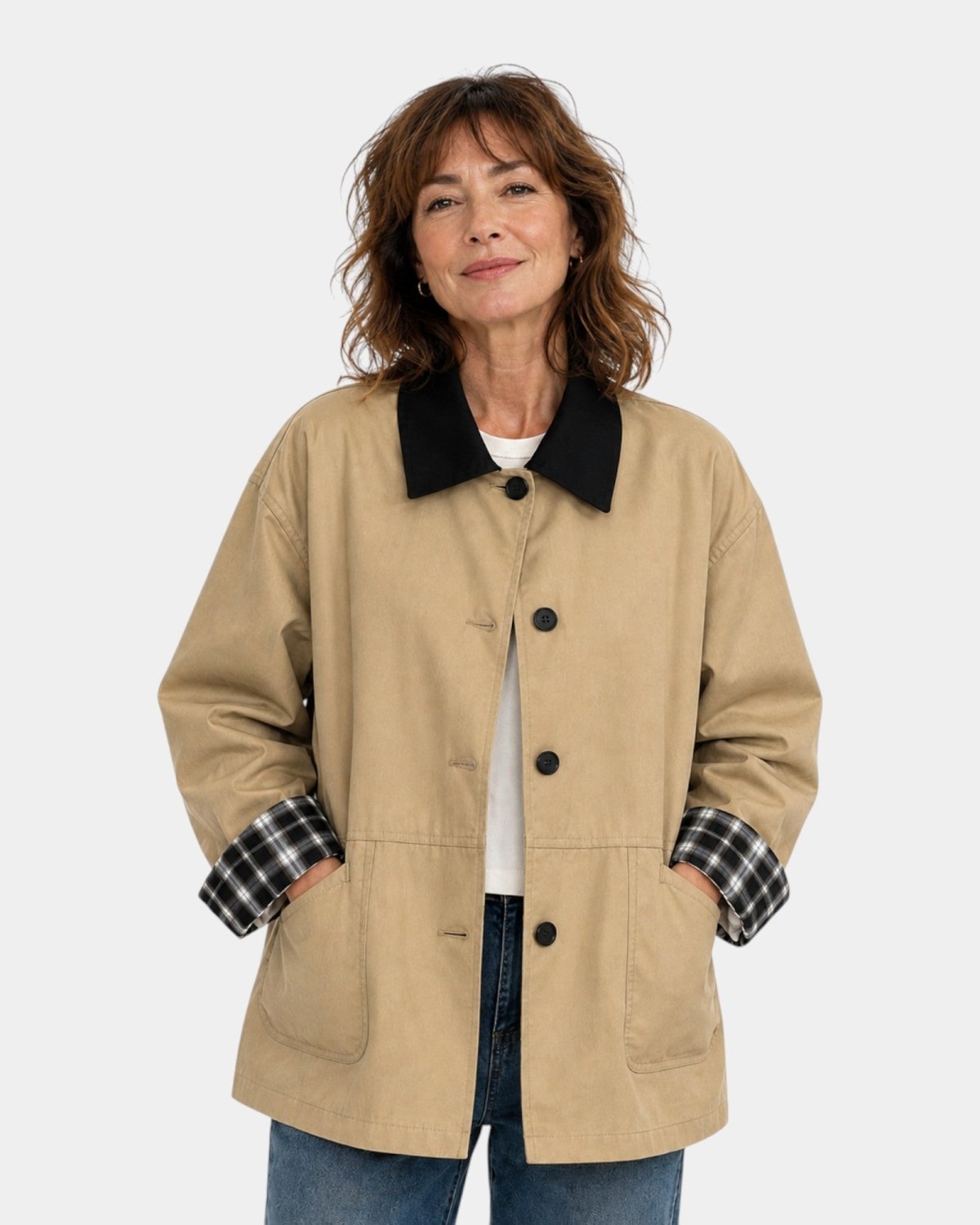 Jasélie | Buttoned Jacket with Contrast Details