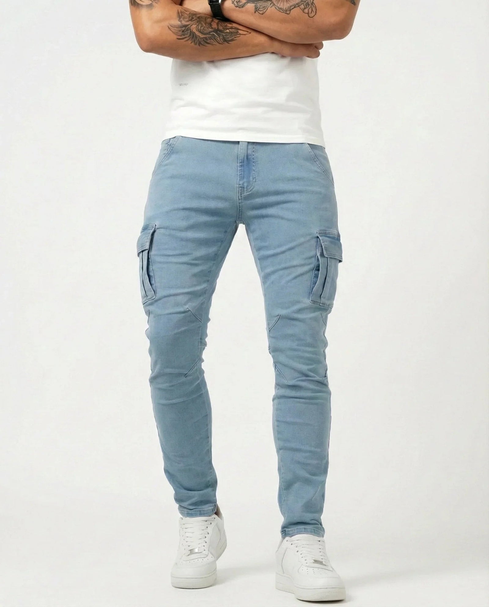 Denim | Elastic Cargo Trousers
