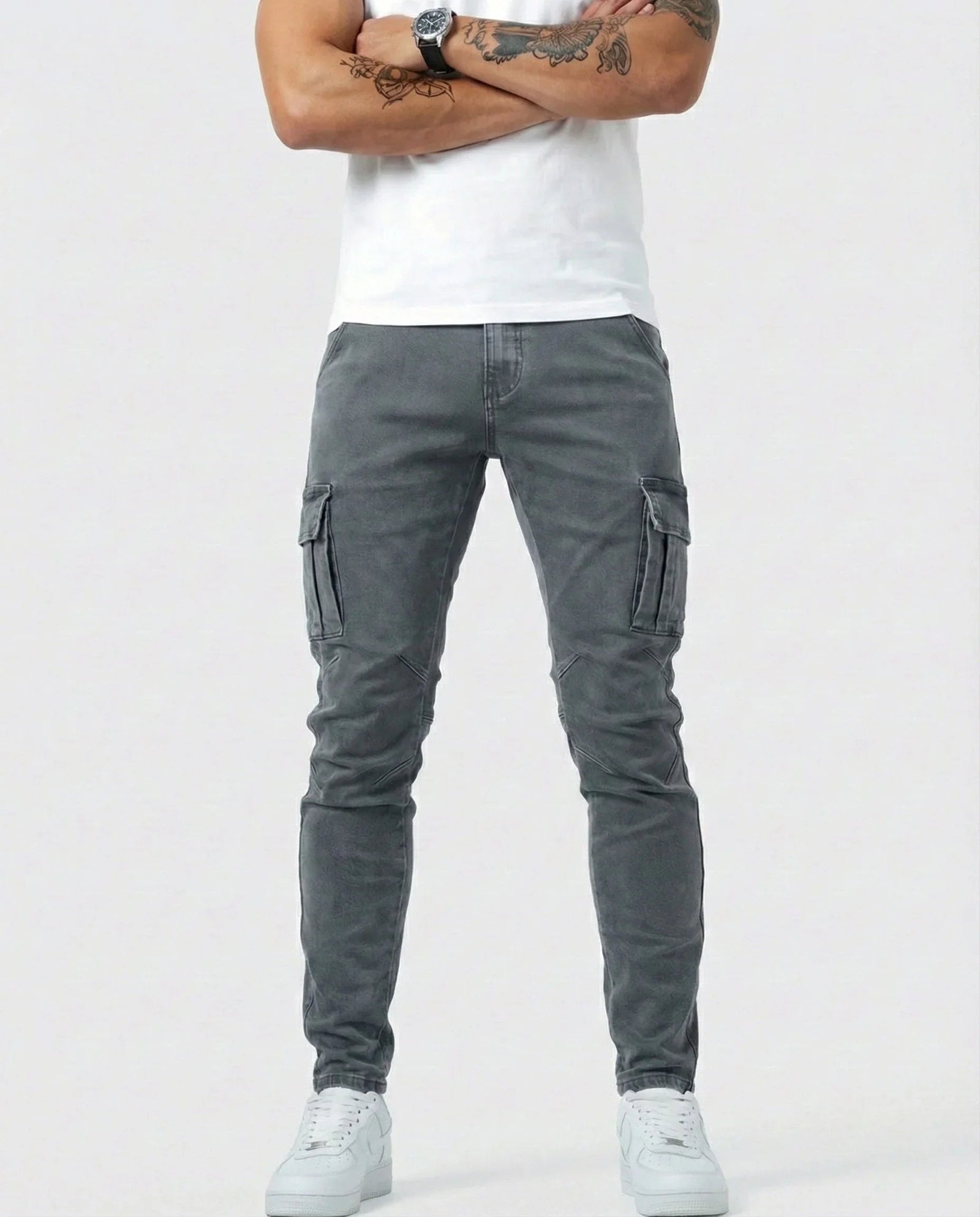 Denim | Elastic Cargo Trousers