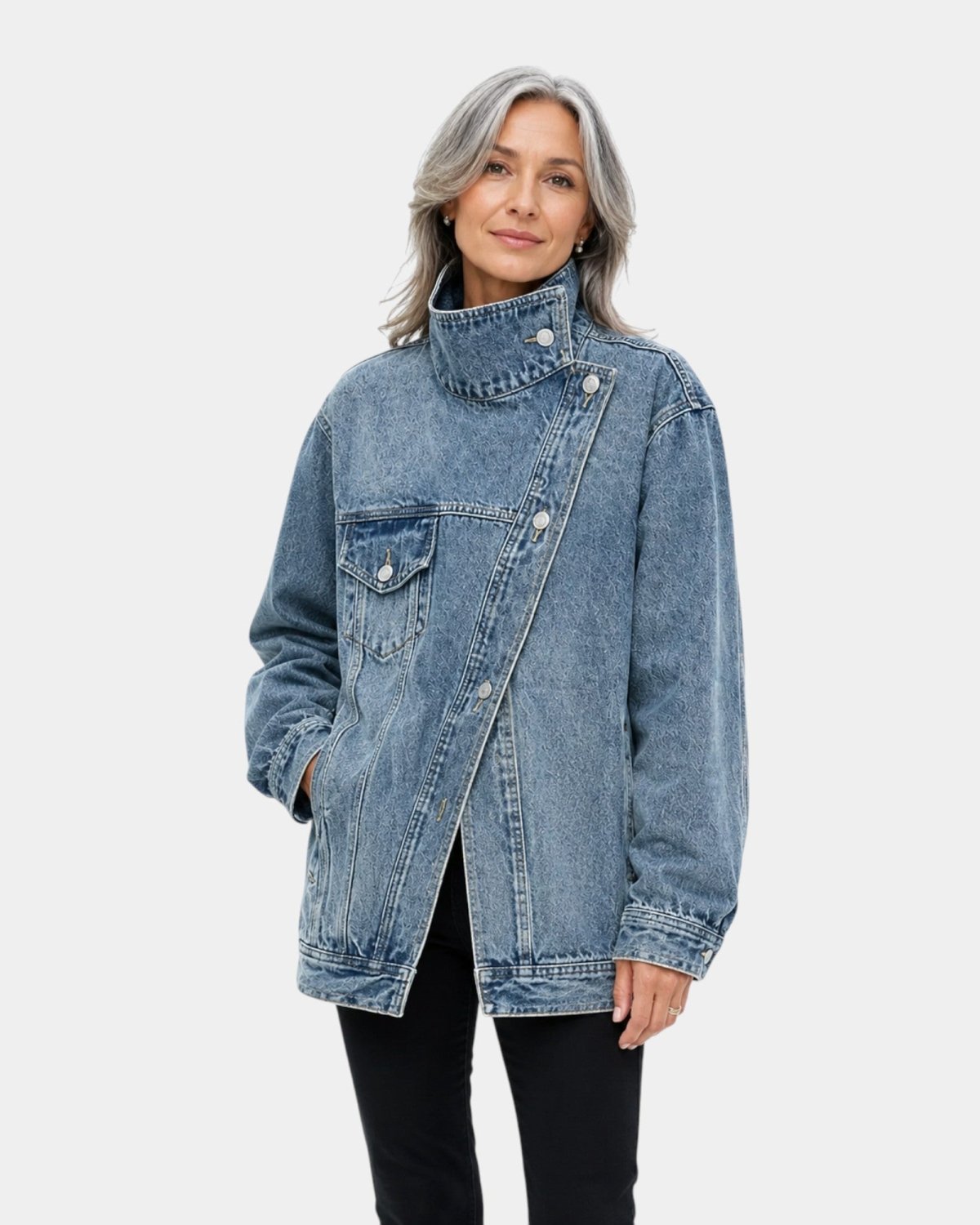 Lucie | Vintage Washed High-Neck Jacket
