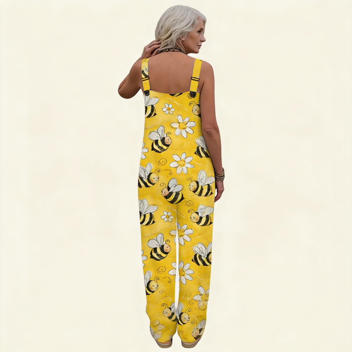 Solène | Radiant Spring Bee-Print Jumpsuit
