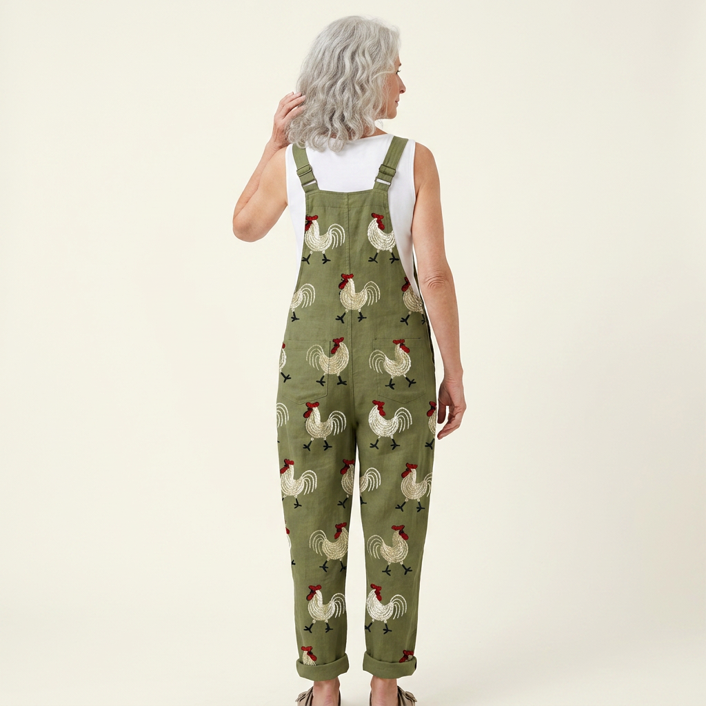 Lucienne | Natural Country Cockerel-Print Jumpsuit