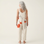 Élodie | Bright Artistic Coral-Accent Jumpsuit