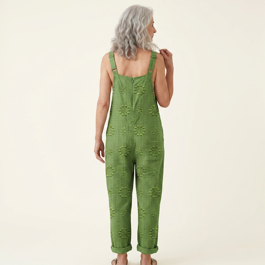 Eugénie | Natural Textured Green Jumpsuit