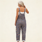 Élodie | Bright Grey Bohemian Floral Jumpsuit