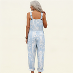 Anaïs | Bright Minimal Azure Leaf-Print Jumpsuit