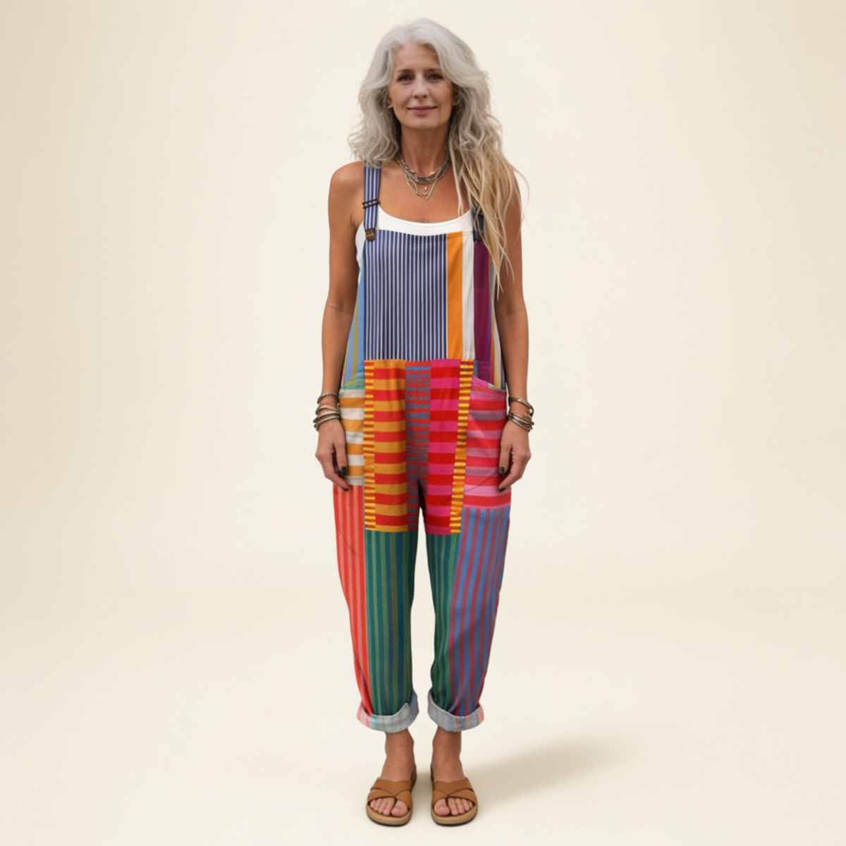 Manon | Bright Artistic Striped Jumpsuit