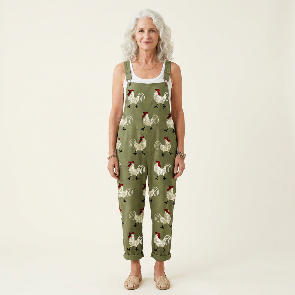 Lucienne | Natural Country Cockerel-Print Jumpsuit