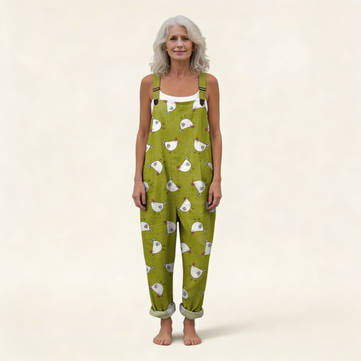 Élodie | Playful Hen-Print Jumpsuit
