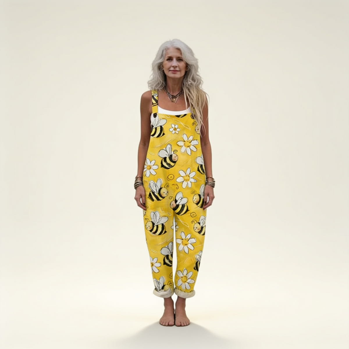 Solène | Radiant Spring Bee-Print Jumpsuit