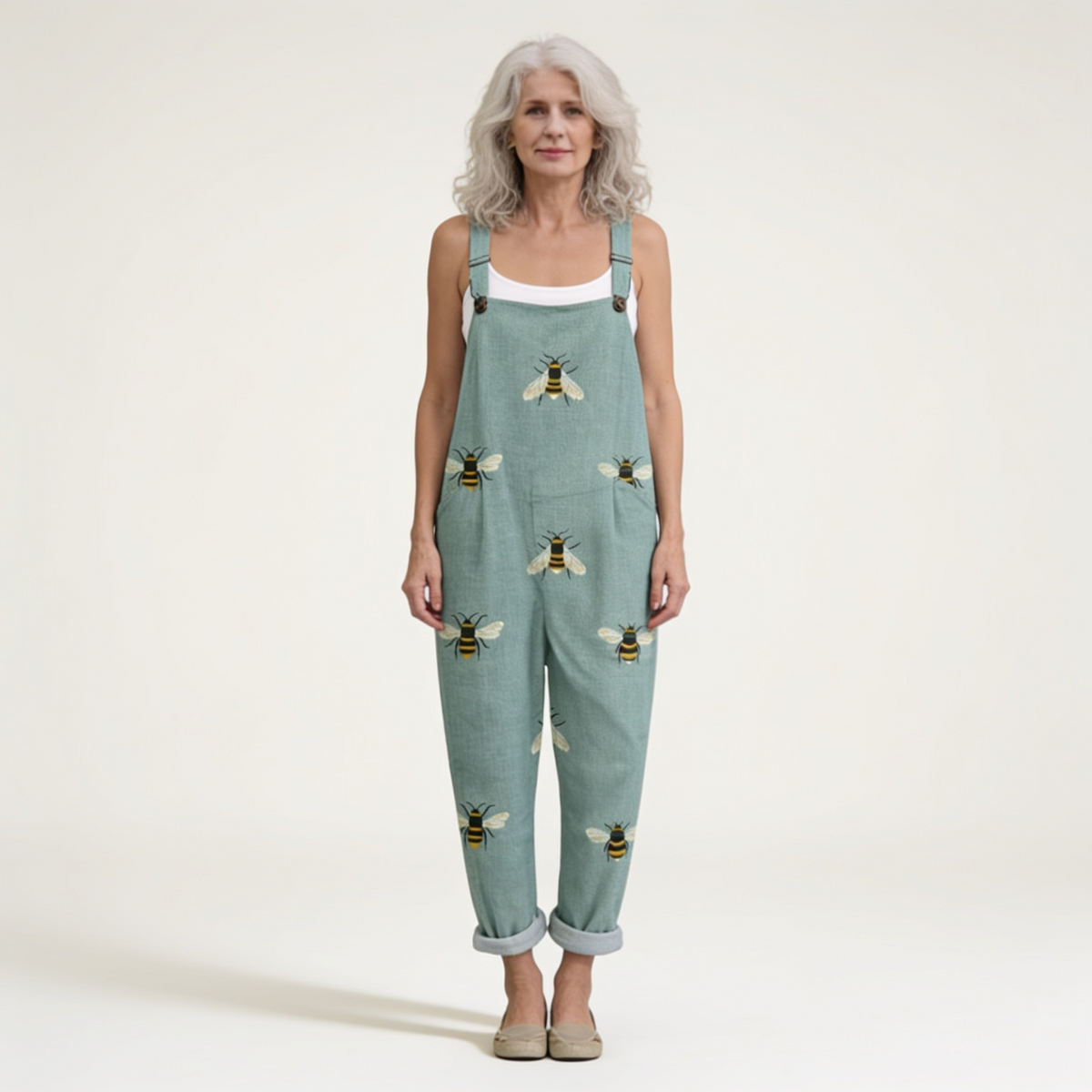 Solène | Fresh Nature-Inspired Bee-Print Jumpsuit