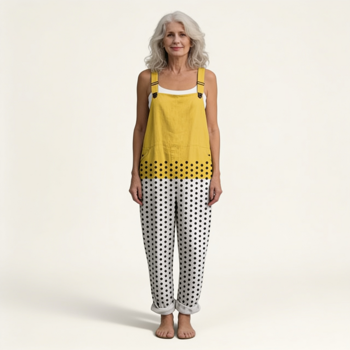 Victoire | Graphic Contrast Polka-Dot Jumpsuit