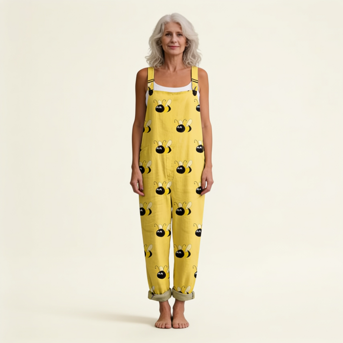 Solène | Cheerful Sunlit Bee-Print Jumpsuit