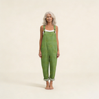 Eugénie | Natural Textured Green Jumpsuit
