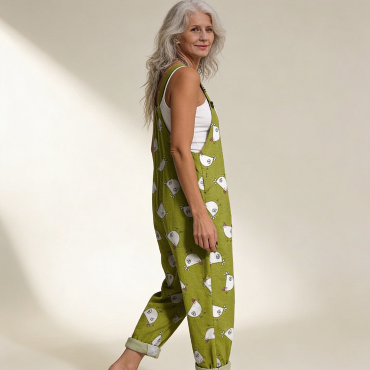 Élodie | Playful Hen-Print Jumpsuit