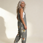 Amélie | Bright Grey Bohemian Llama-Print Jumpsuit