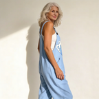 Léonie | Bright Azure Heart-Print Jumpsuit
