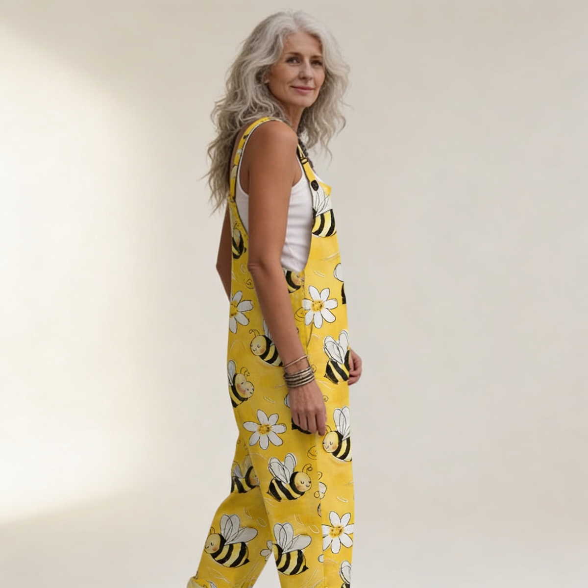 Solène | Radiant Spring Bee-Print Jumpsuit