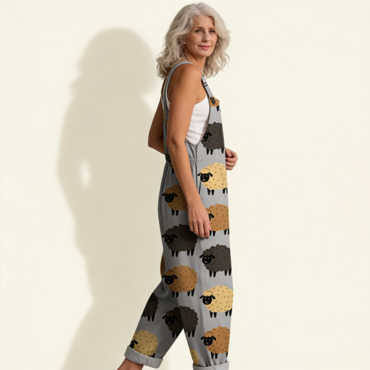 Amandine | Soft Rustic Sheep-Print Jumpsuit